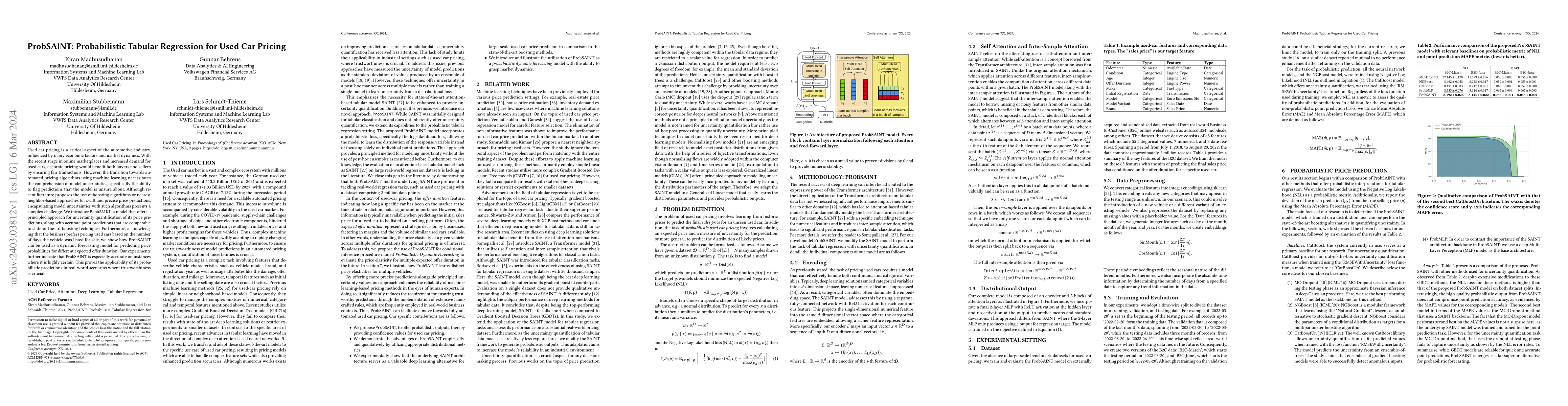 Thumbnail for ProbSAINT: Probabilistic Tabular Regression for Used Car Pricing