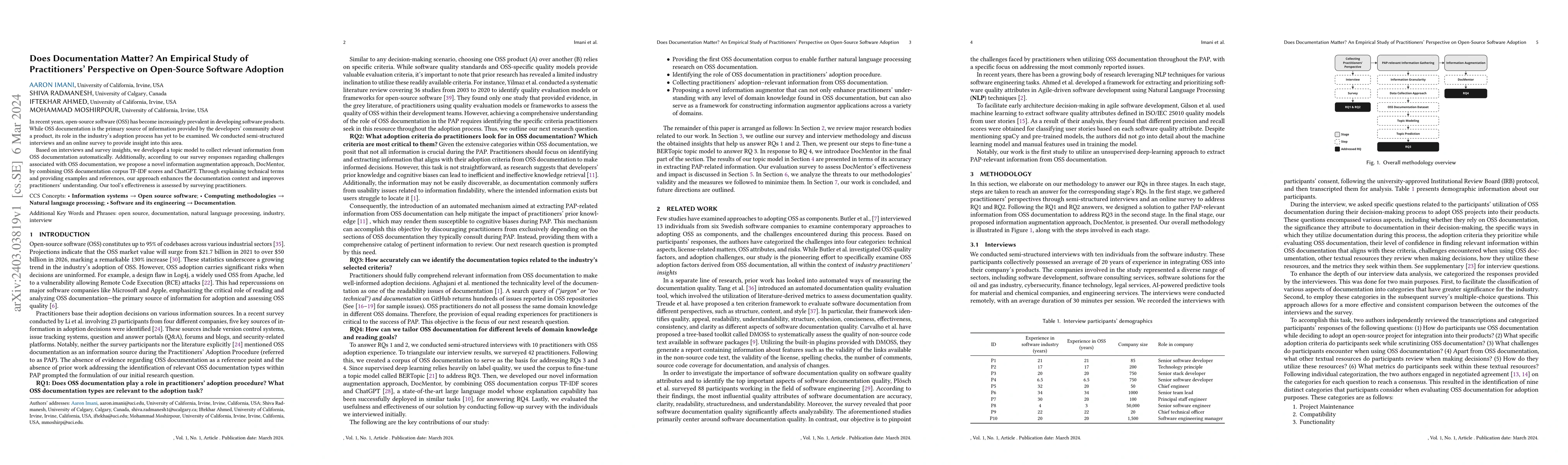 Thumbnail for Does Documentation Matter? An Empirical Study of Practitioners'
  Perspective on Open-Source Software Adoption