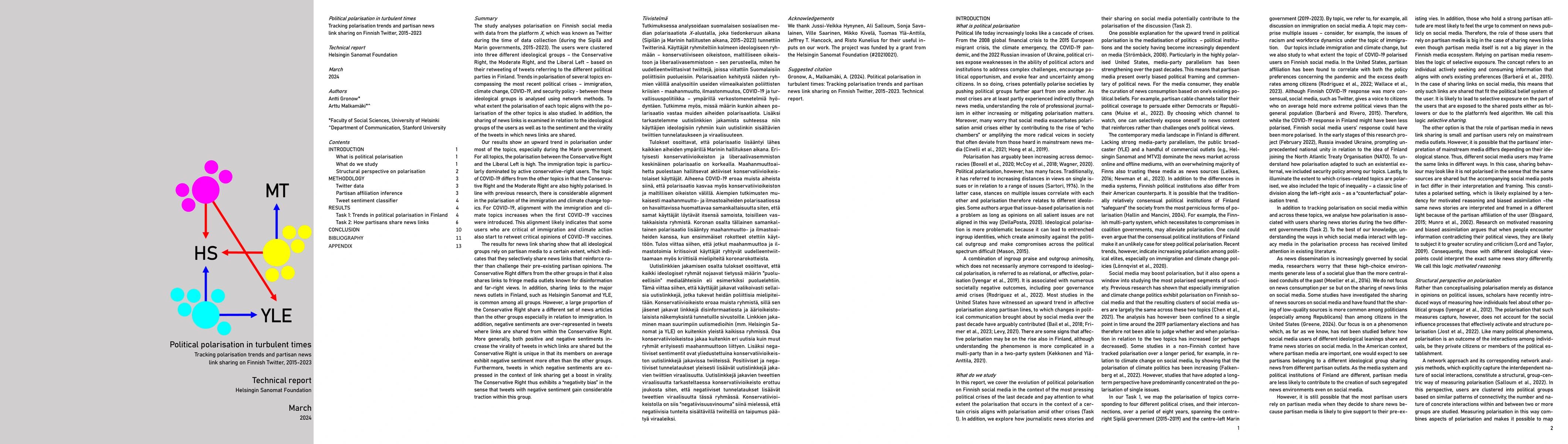 Thumbnail for Political polarisation in turbulent times: Tracking polarisation trends
  and partisan news link sharing on Finnish Twitter, 2015-2023