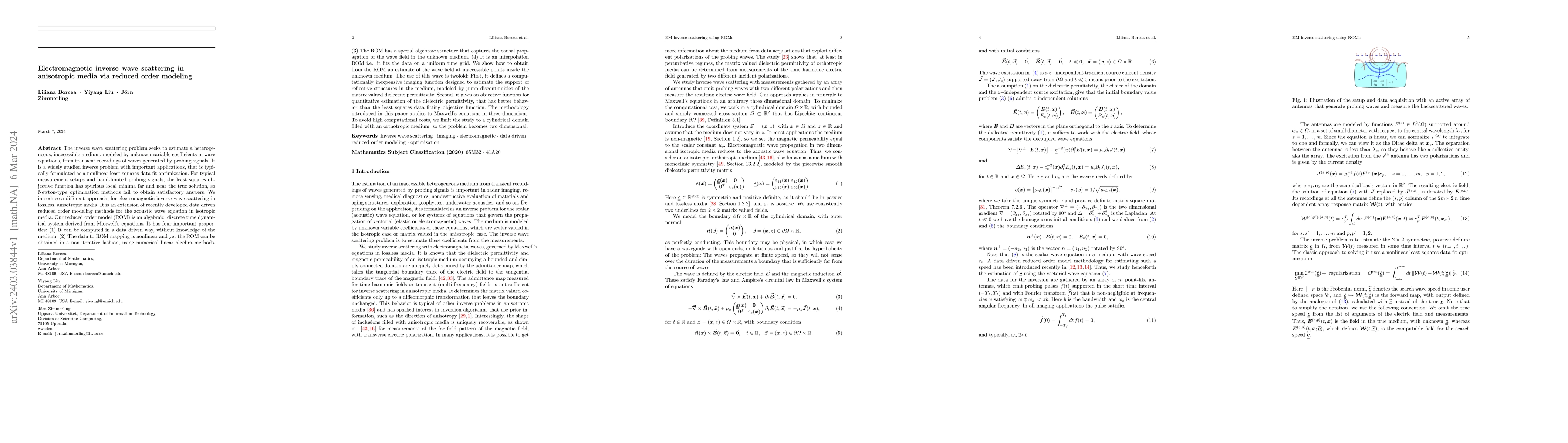 Thumbnail for Electromagnetic inverse wave scattering in anisotropic media via reduced
  order modeling