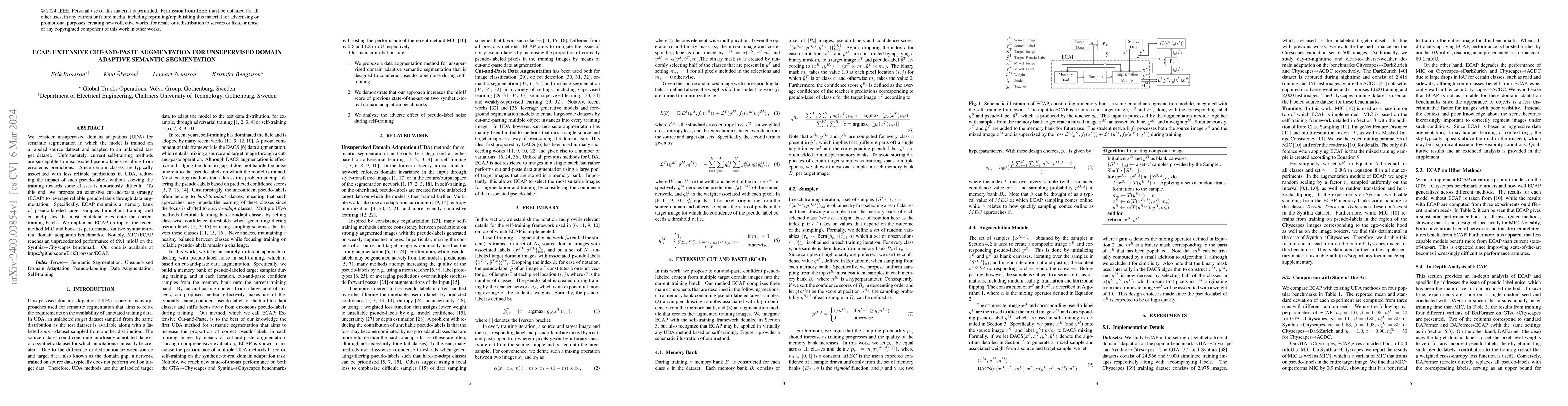 Thumbnail for ECAP: Extensive Cut-and-Paste Augmentation for Unsupervised Domain
  Adaptive Semantic Segmentation