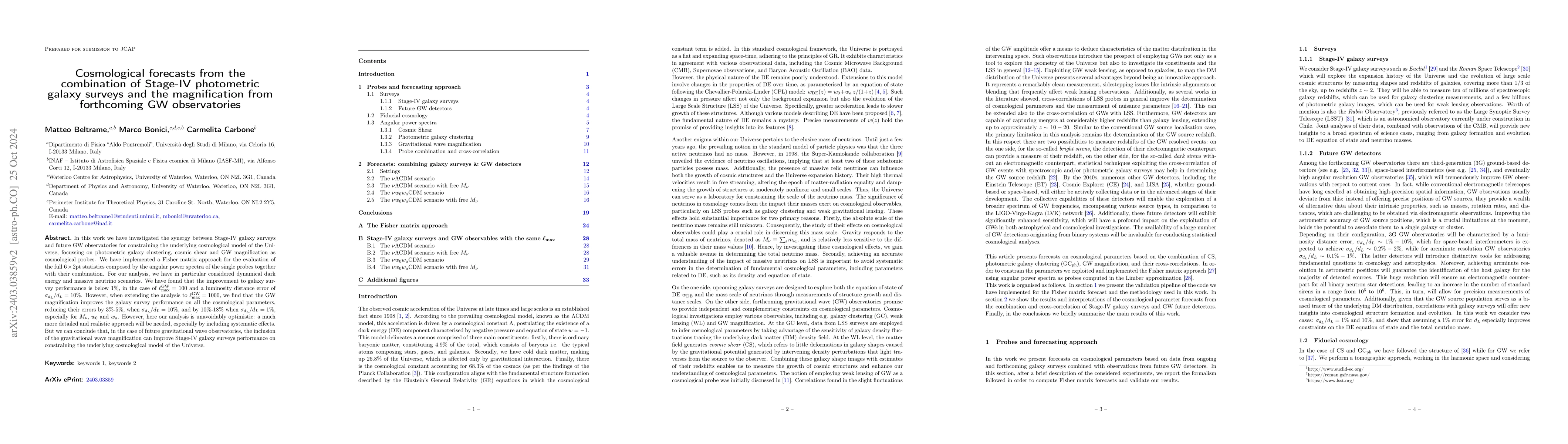 Thumbnail for Cosmological forecasts from the combination of Stage-IV photometric
  galaxy surveys and the magnification from forthcoming GW observatories