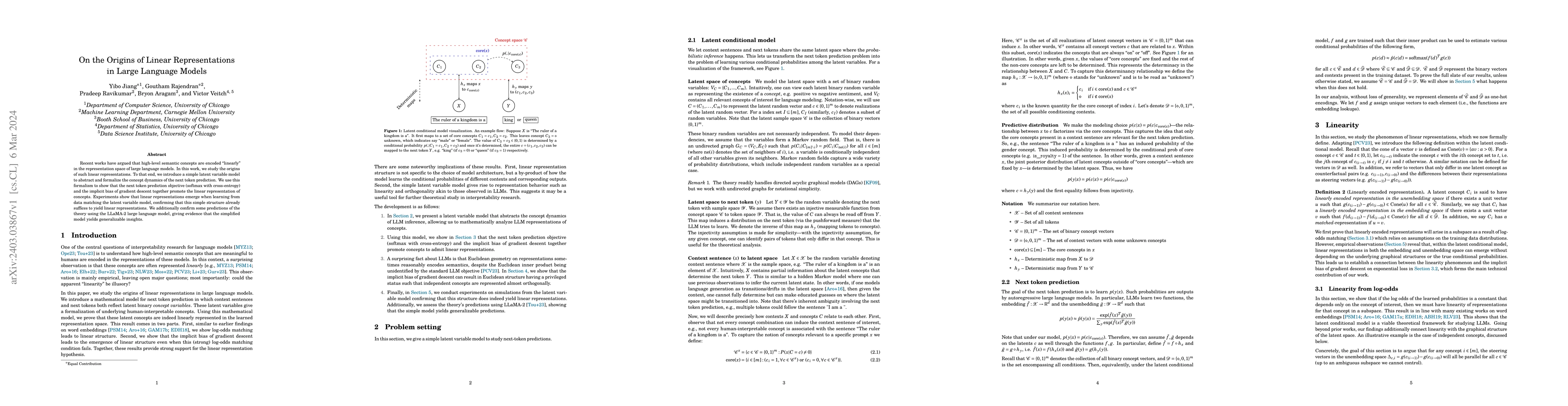Thumbnail for On the Origins of Linear Representations in Large Language Models