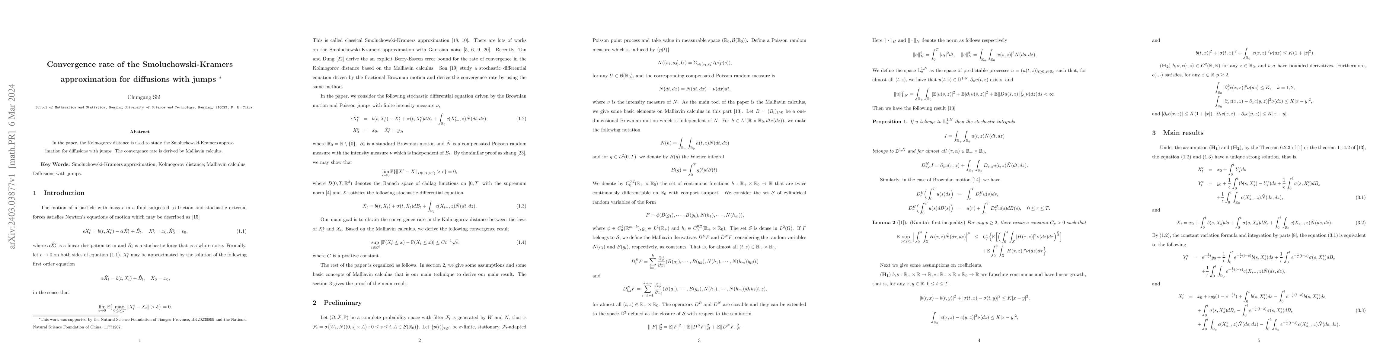Thumbnail for Convergence rate of the Smoluchowski-Kramers approximation for
  diffusions with jumps