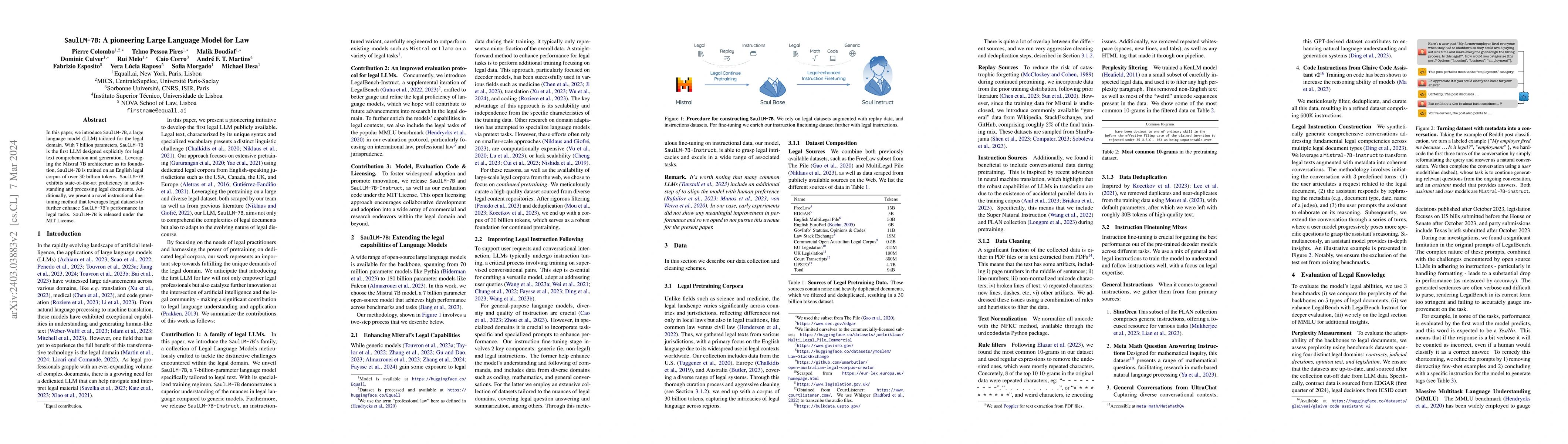 Thumbnail for SaulLM-7B: A pioneering Large Language Model for Law