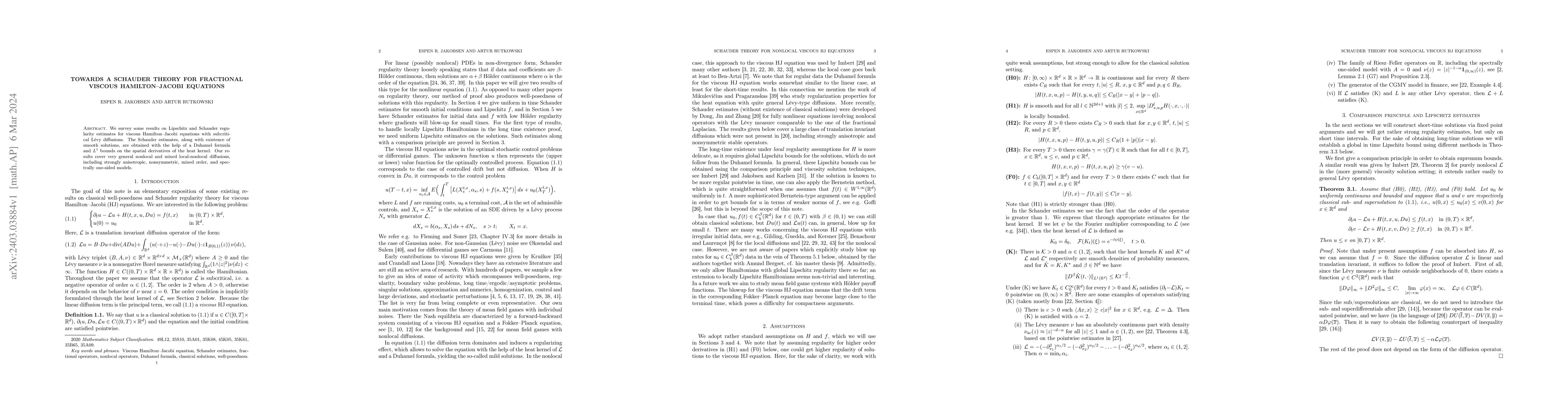 Thumbnail for Towards a Schauder theory for fractional viscous Hamilton--Jacobi
  equations