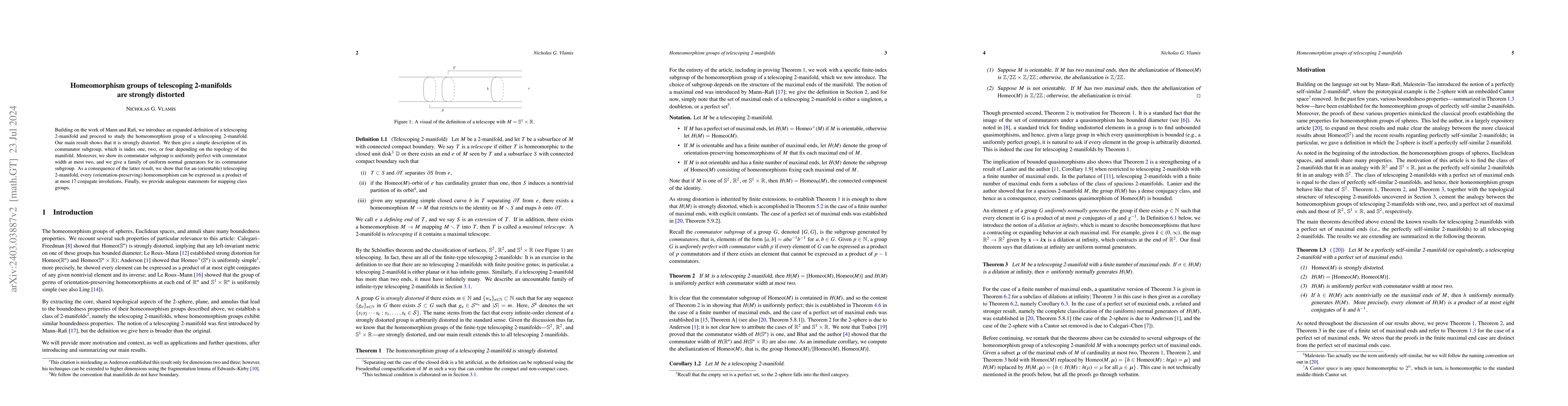 Thumbnail for Homeomorphism groups of telescoping 2-manifolds are strongly distorted