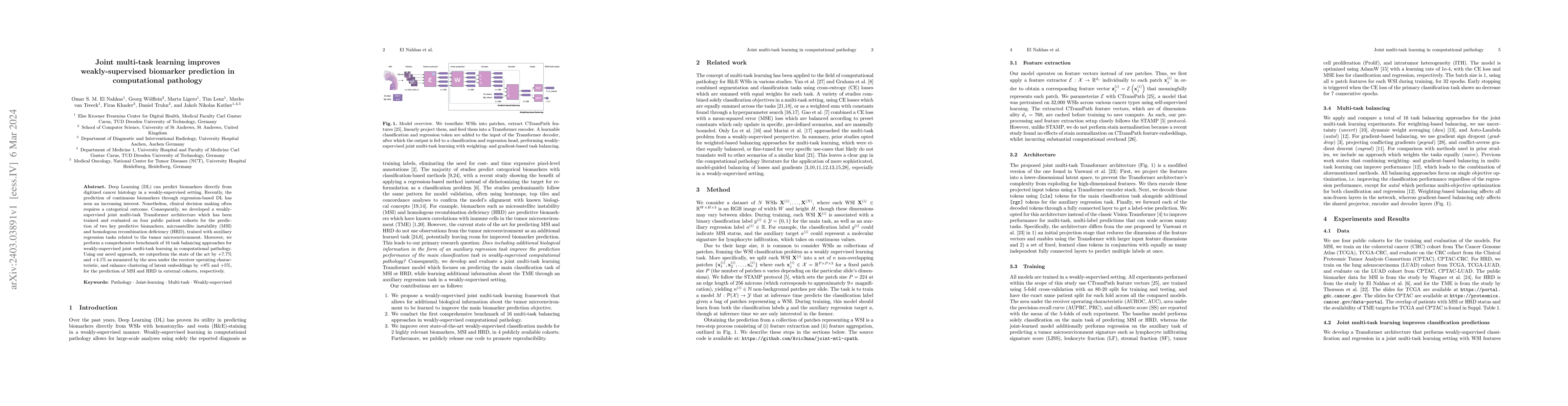 Thumbnail for Joint multi-task learning improves weakly-supervised biomarker
  prediction in computational pathology