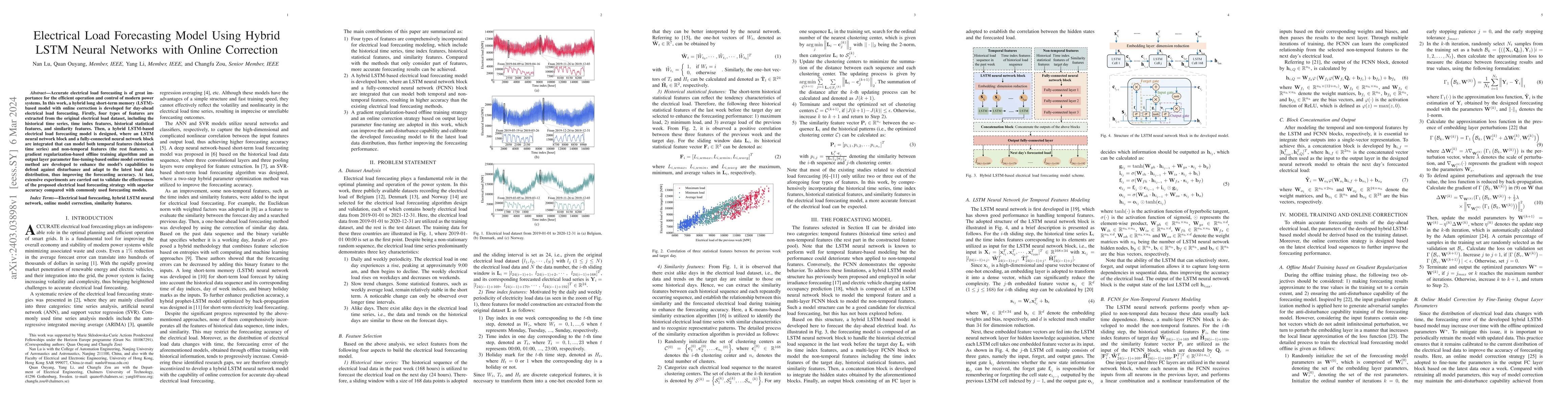 Thumbnail for Electrical Load Forecasting Model Using Hybrid LSTM Neural Networks with
  Online Correction