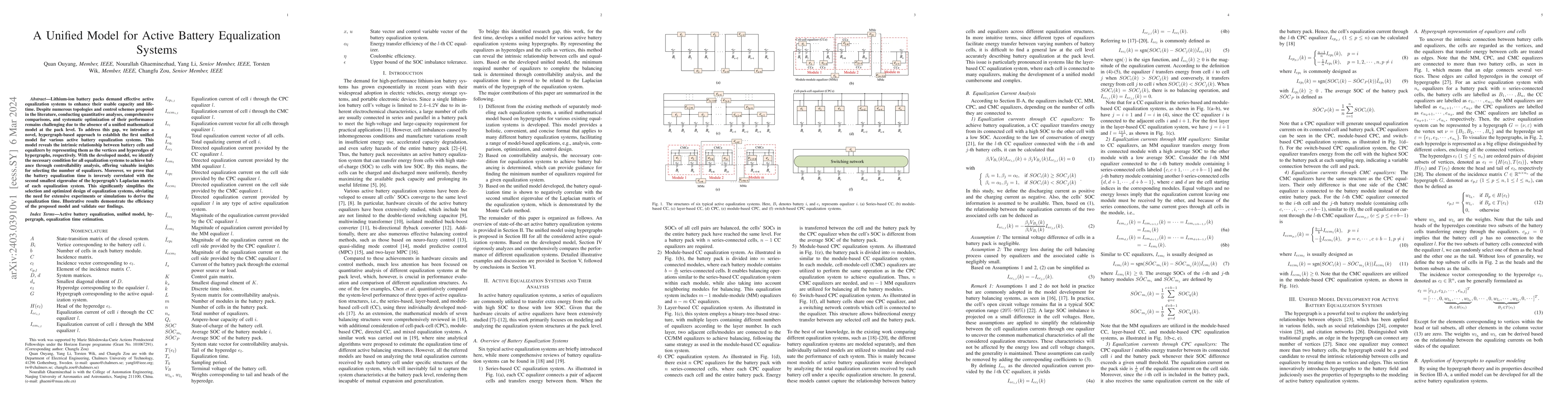 Thumbnail for A Unified Model for Active Battery Equalization Systems