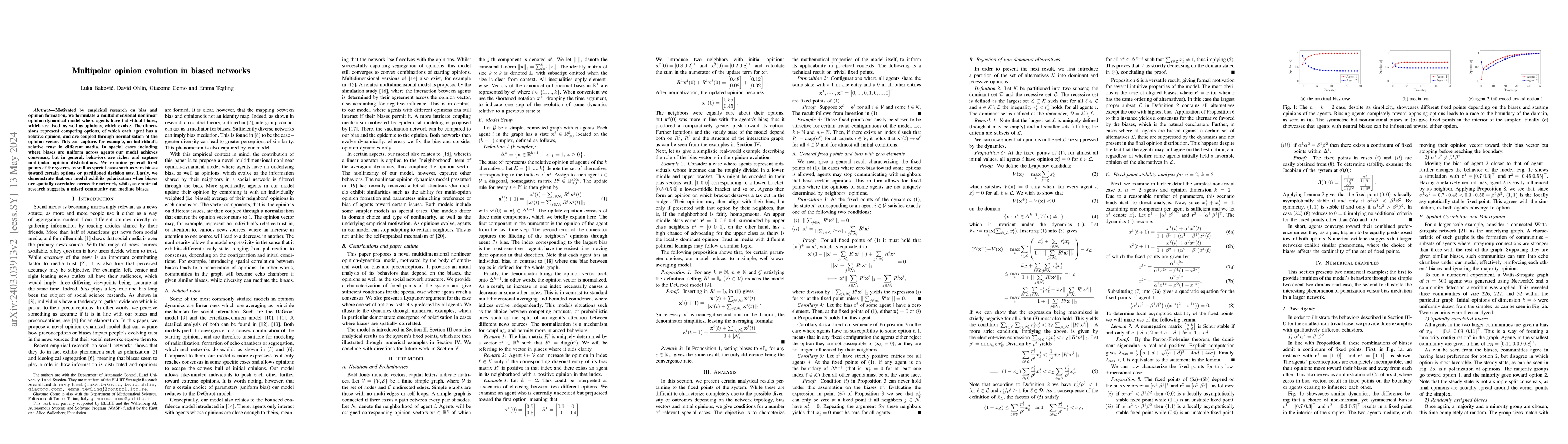 Thumbnail for Multipolar opinion evolution in biased networks