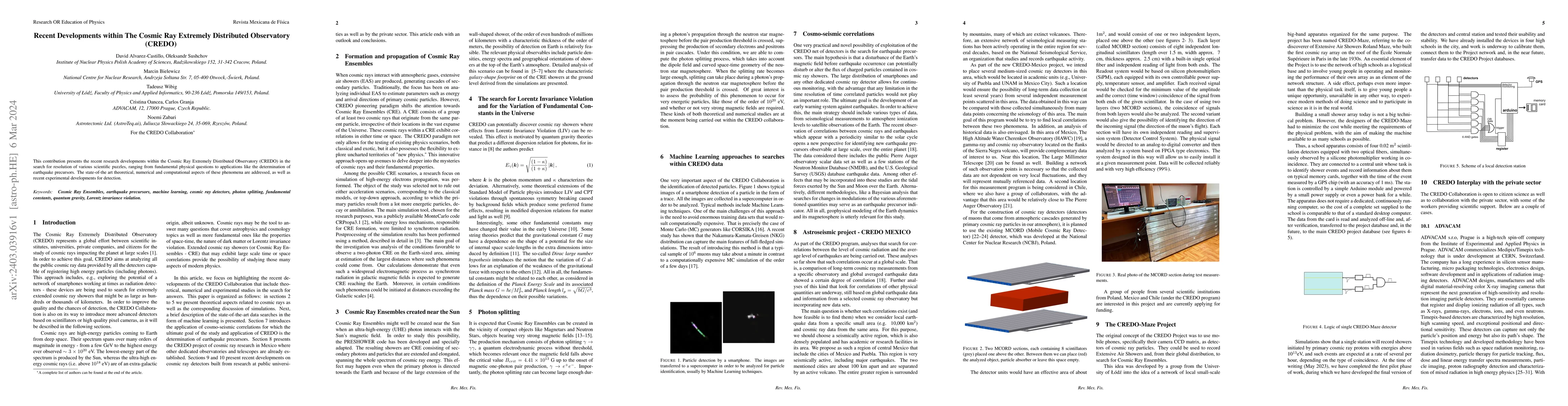 Thumbnail for Recent Developments within The Cosmic Ray Extremely Distributed
  Observatory (CREDO)