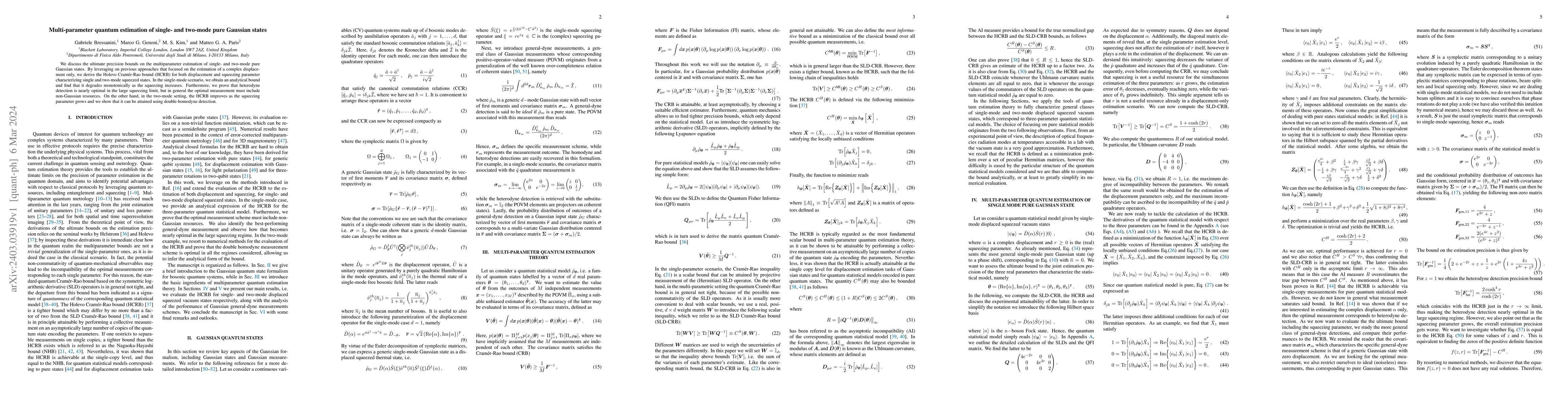 Thumbnail for Multi-parameter quantum estimation of single- and two-mode pure Gaussian
  states
