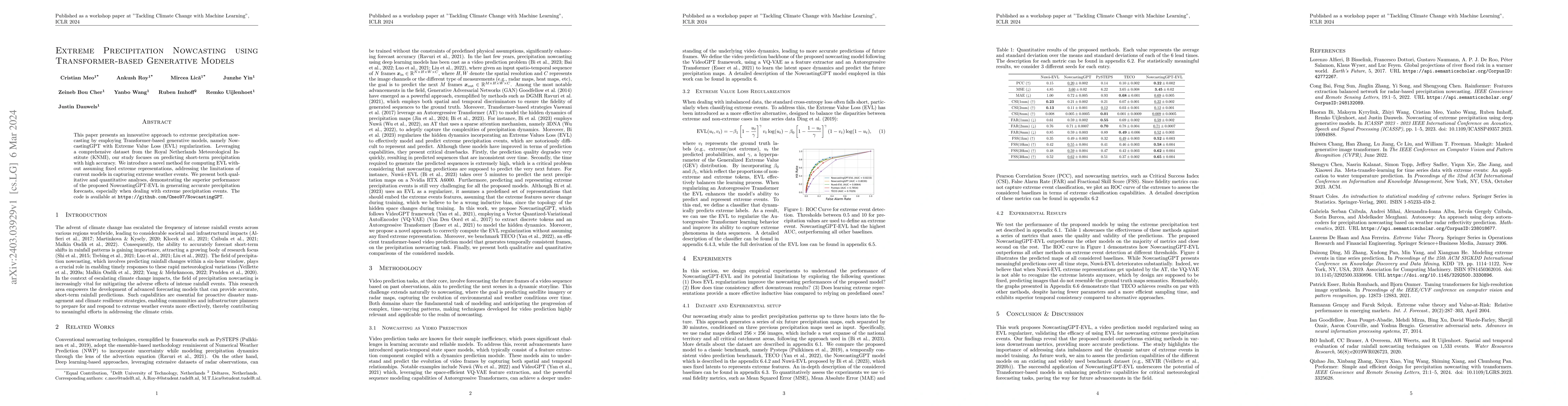Thumbnail for Extreme Precipitation Nowcasting using Transformer-based Generative
  Models