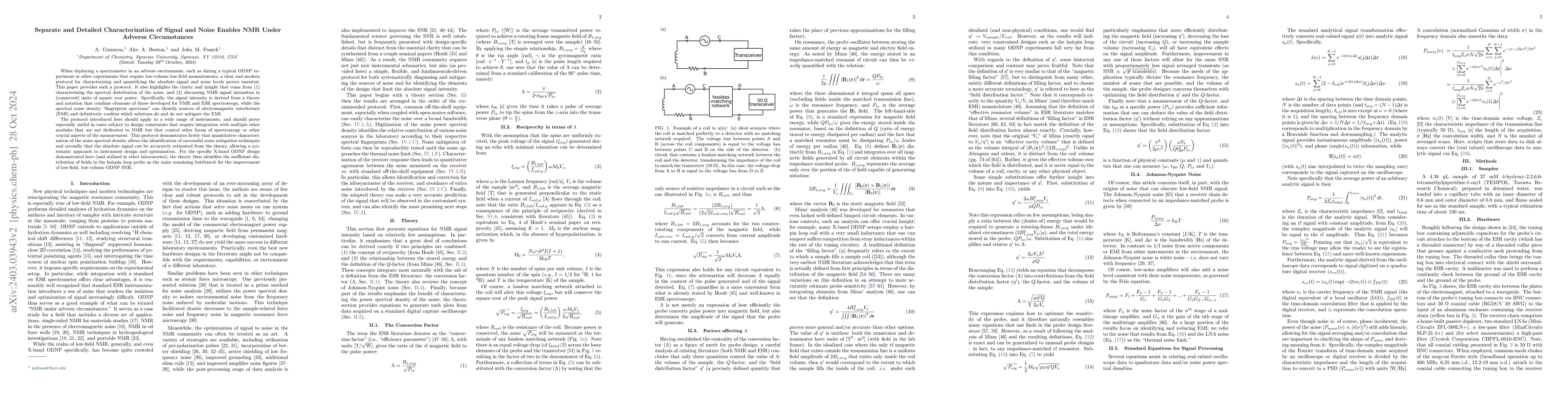 Thumbnail for Separate and Detailed Treatment of Absolute Signal and Noise Enables NMR
  Under Adverse Circumstances