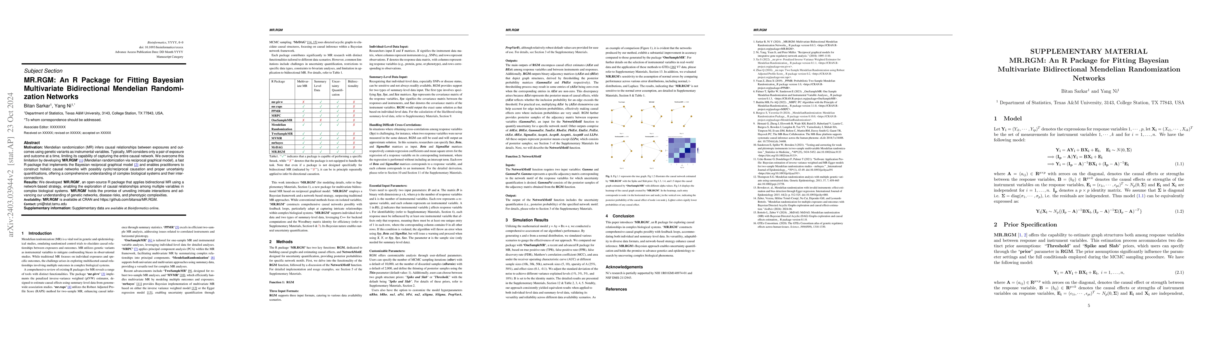 Thumbnail for MR.RGM: An R Package for Fitting Bayesian Multivariate Bidirectional
  Mendelian Randomization Networks