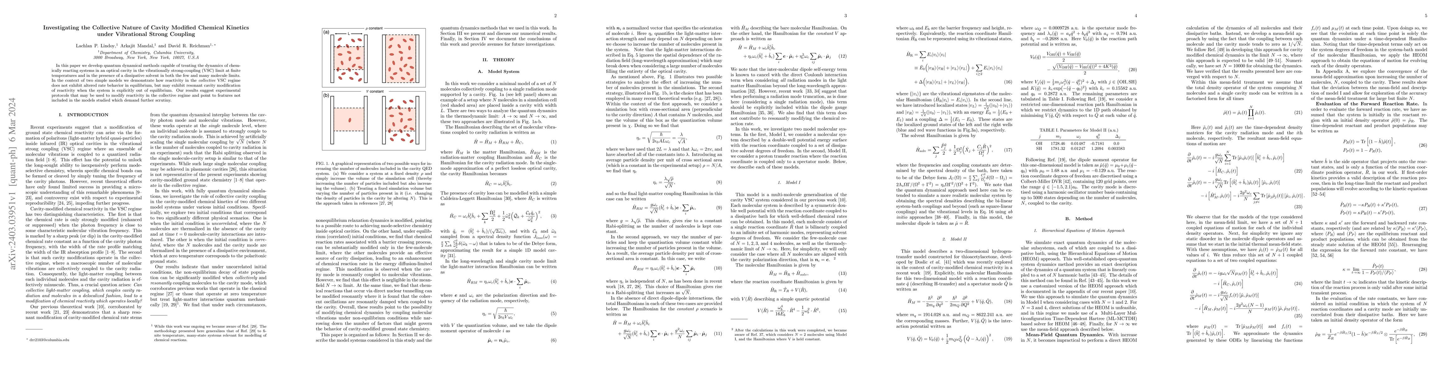 Thumbnail for Investigating the Collective Nature of Cavity Modified Chemical Kinetics
  under Vibrational Strong Coupling
