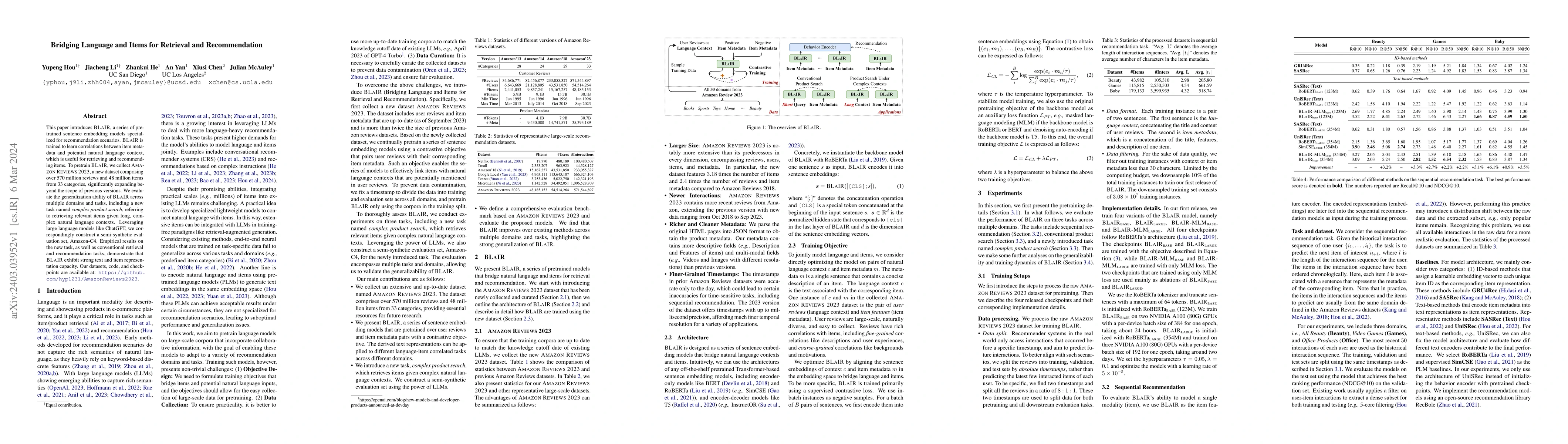 Thumbnail for Bridging Language and Items for Retrieval and Recommendation