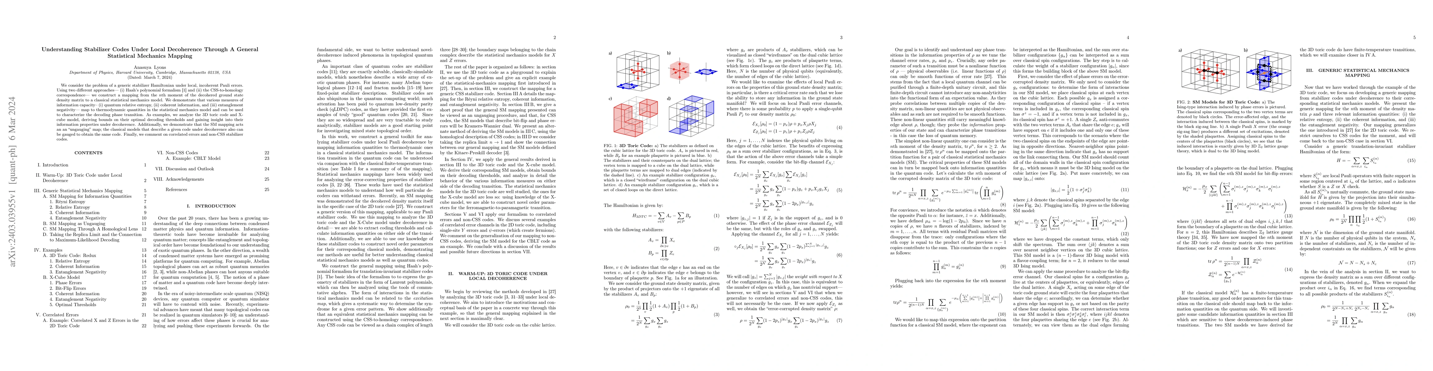 Thumbnail for Understanding Stabilizer Codes Under Local Decoherence Through a General
  Statistical Mechanics Mapping