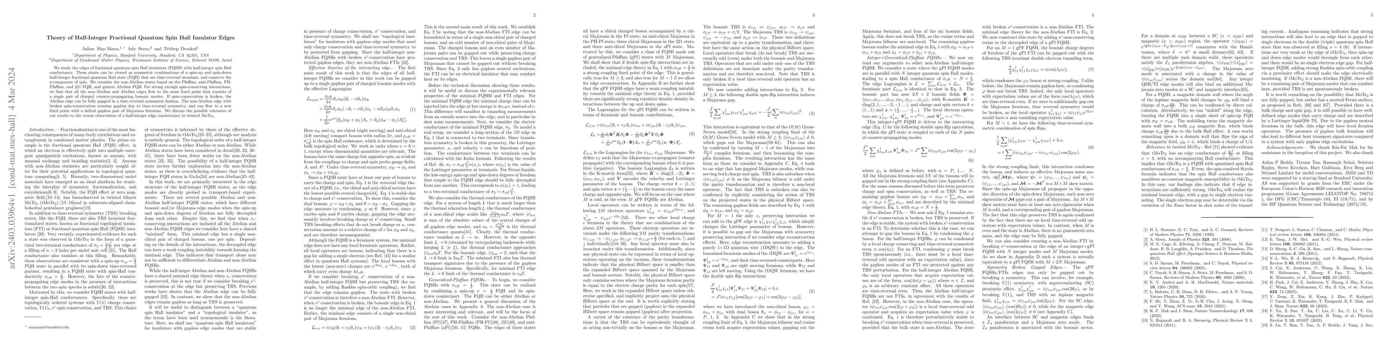Thumbnail for Theory of Half-Integer Fractional Quantum Spin Hall Insulator Edges