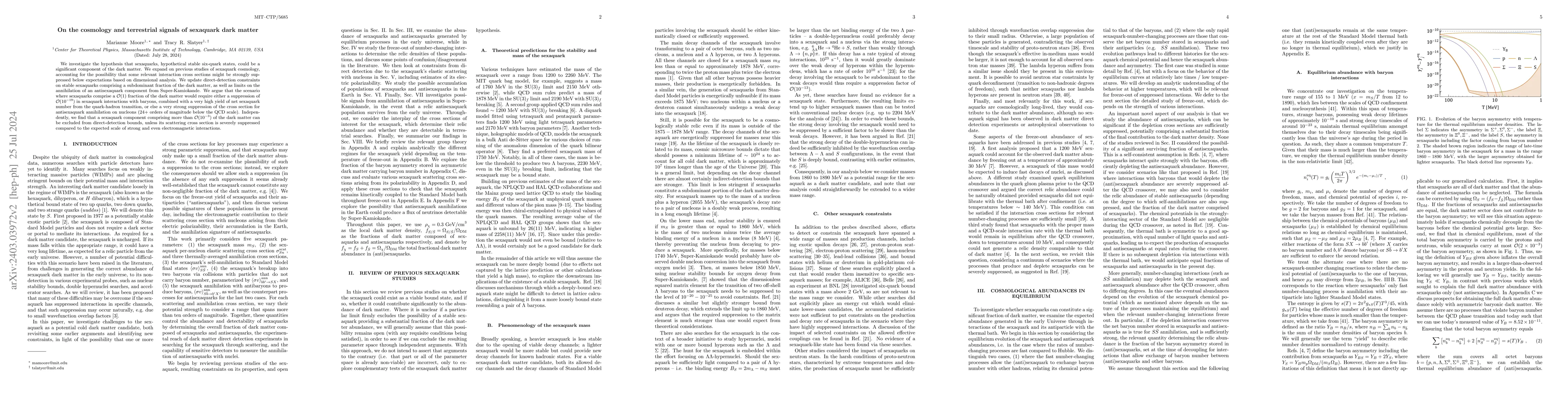 Thumbnail for On the cosmology and terrestrial signals of sexaquark dark matter