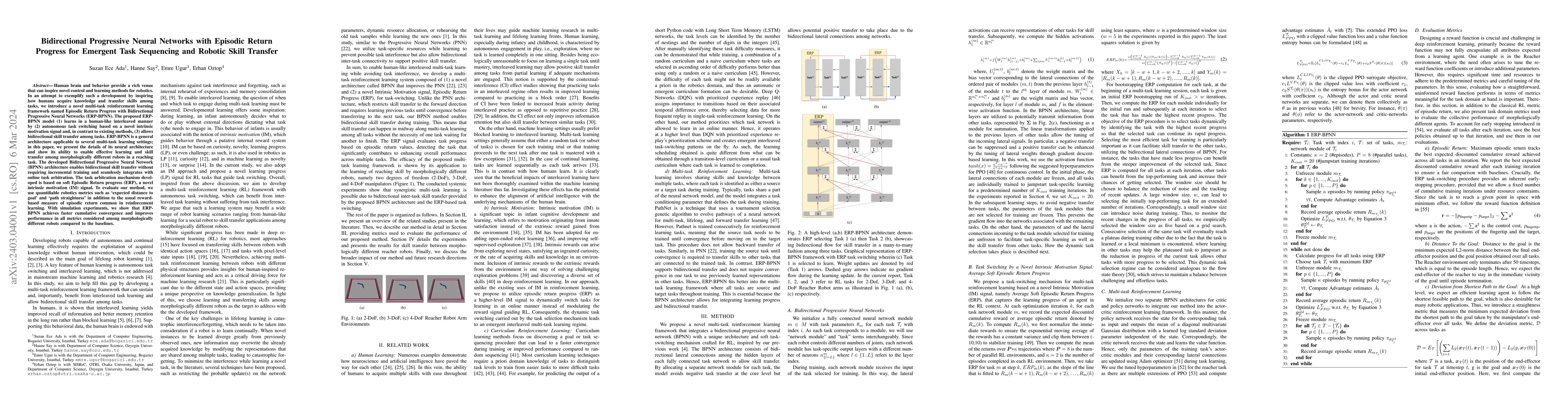 Thumbnail for Bidirectional Progressive Neural Networks with Episodic Return Progress
  for Emergent Task Sequencing and Robotic Skill Transfer