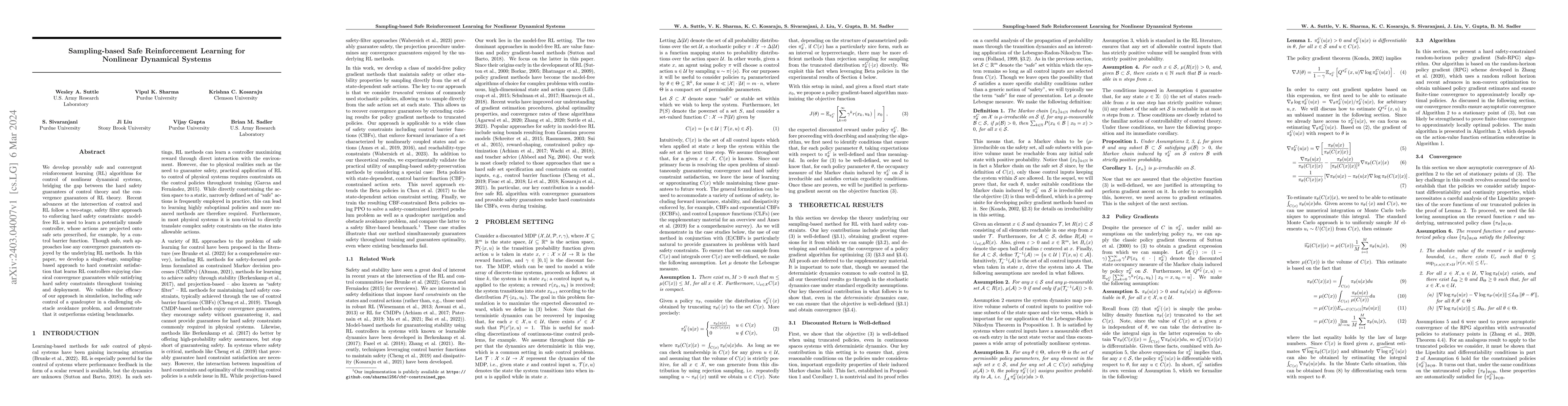 Thumbnail for Sampling-based Safe Reinforcement Learning for Nonlinear Dynamical
  Systems