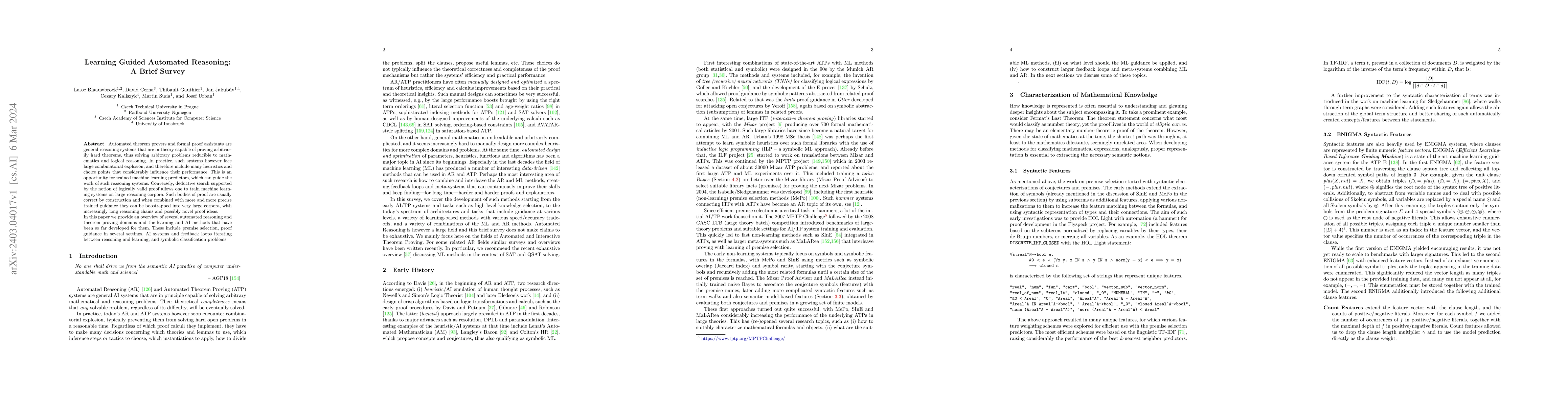 Thumbnail for Learning Guided Automated Reasoning: A Brief Survey