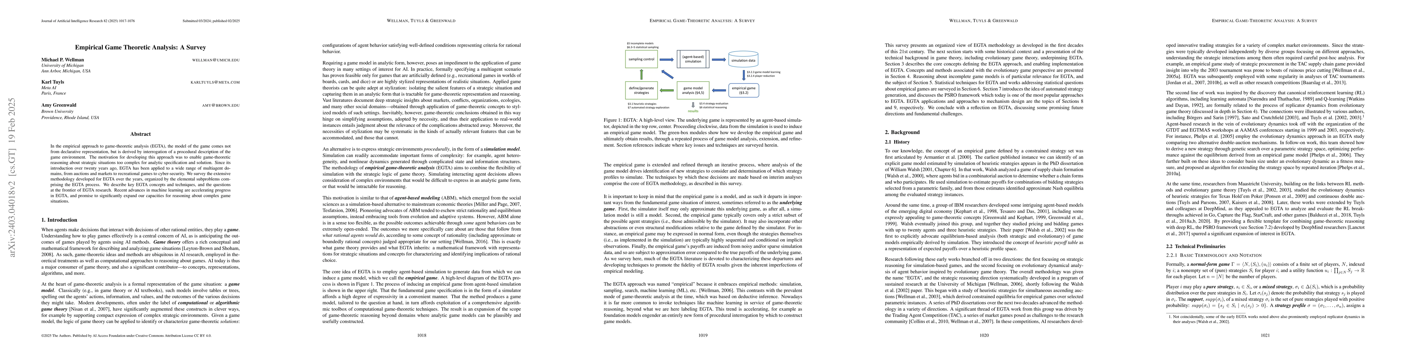 Thumbnail for Empirical Game-Theoretic Analysis: A Survey