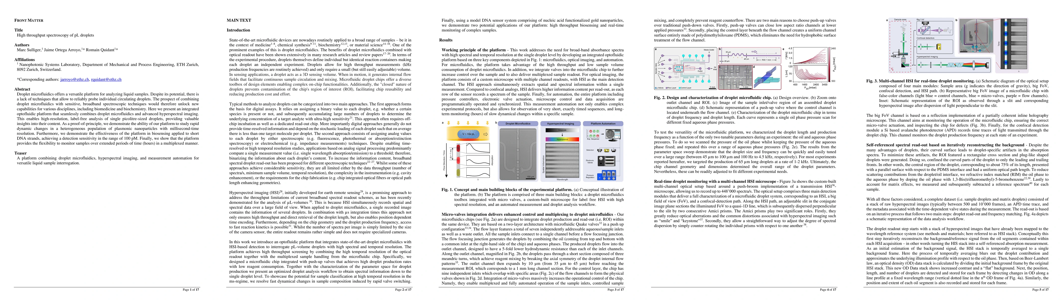 Thumbnail for High throughput spectroscopy of pL droplets