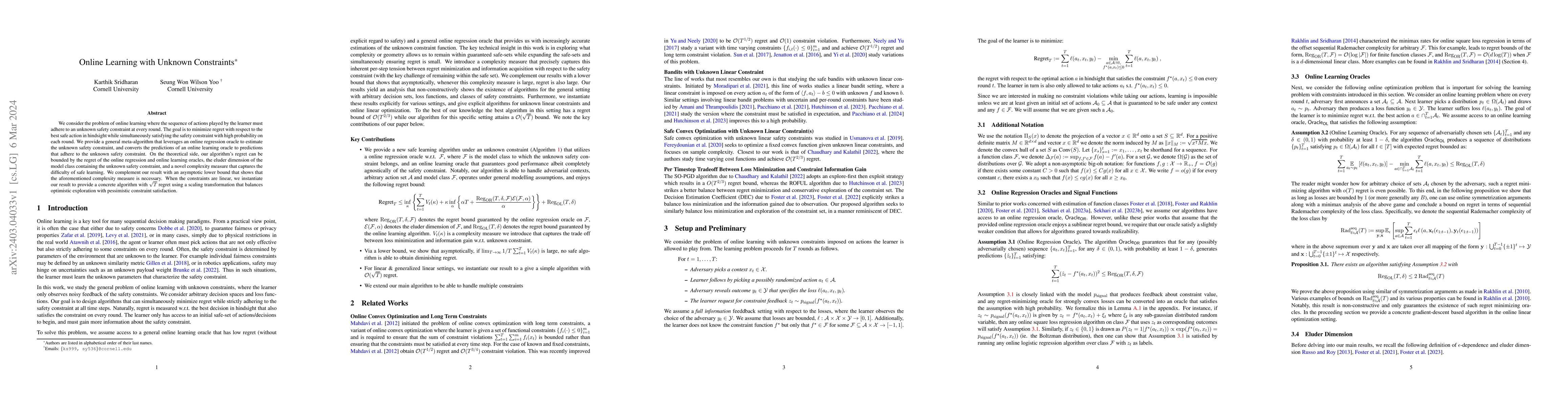 Thumbnail for Online Learning with Unknown Constraints