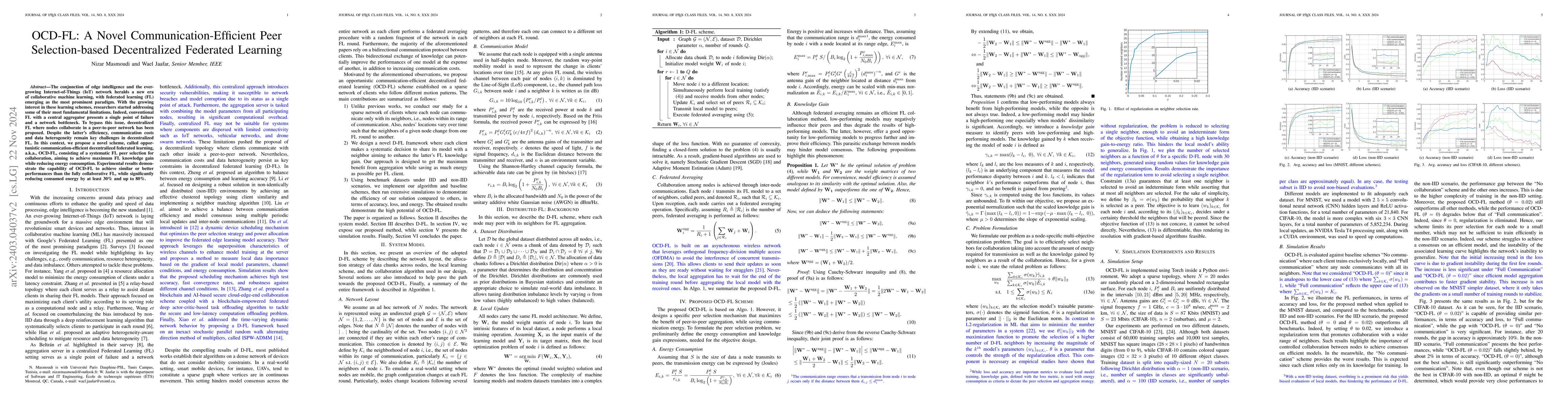 Thumbnail for OCD-FL: A Novel Communication-Efficient Peer Selection-based
  Decentralized Federated Learning