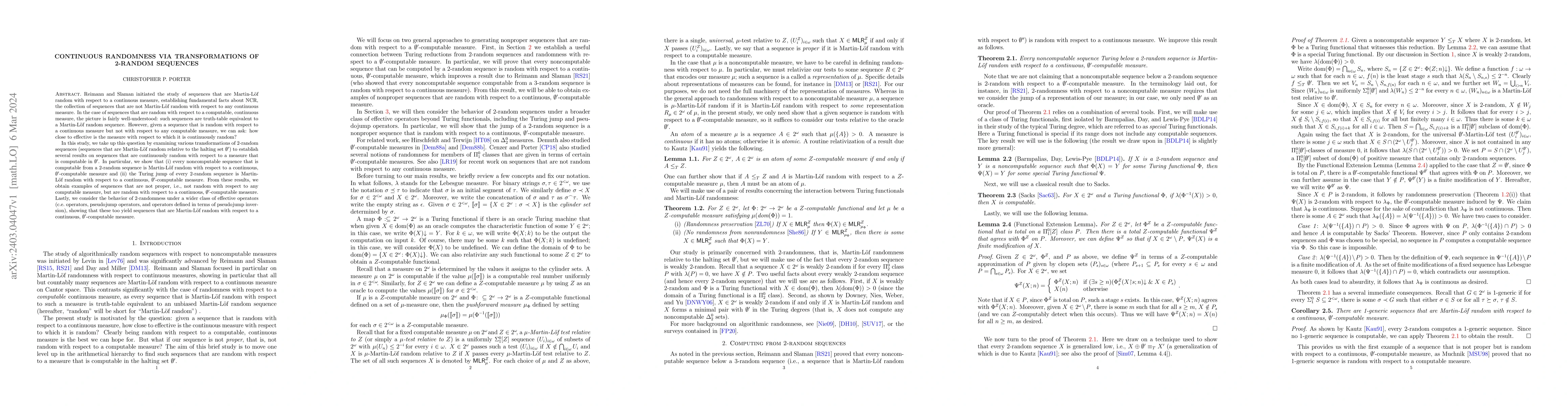 Thumbnail for Continuous Randomness via Transformations of 2-Random Sequences