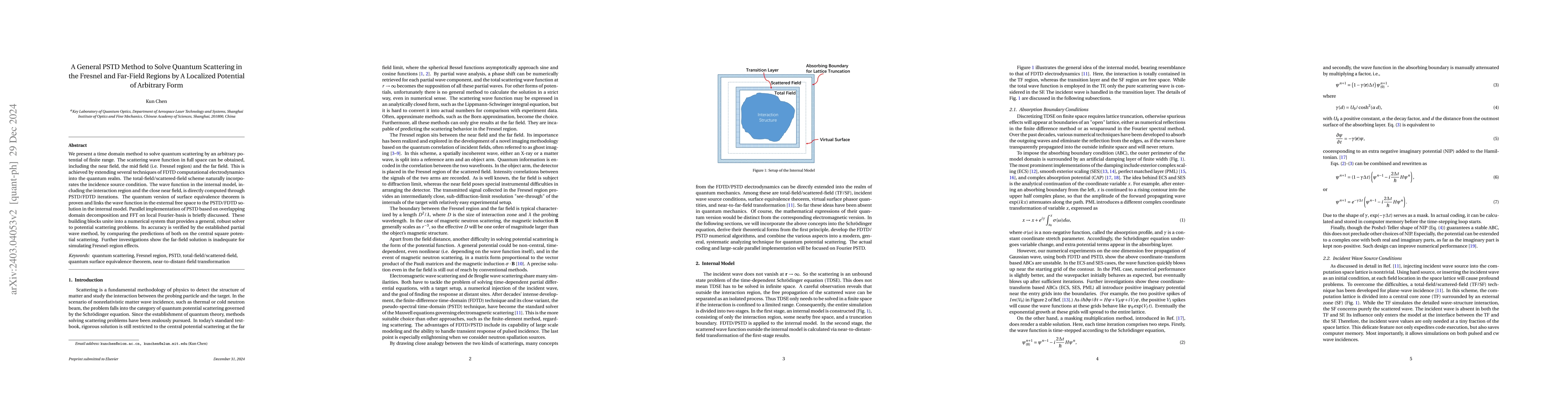 Thumbnail for A General PSTD Method to Solve Quantum Scattering in the Fresnel and
  Far-field regions by A Localized Potential of Arbitrary Form