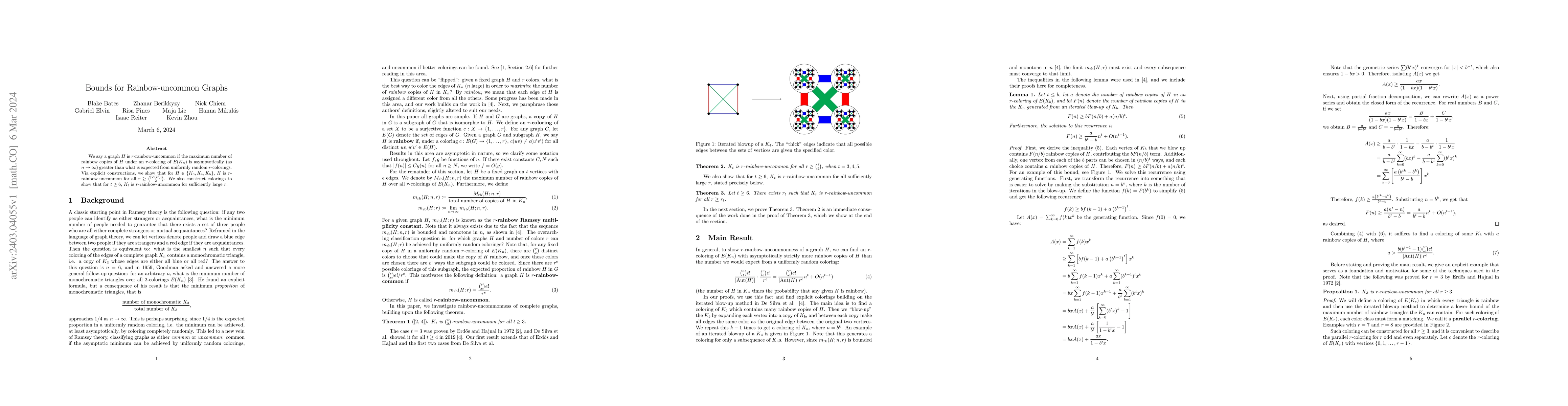 Thumbnail for Bounds for Rainbow-uncommon Graphs