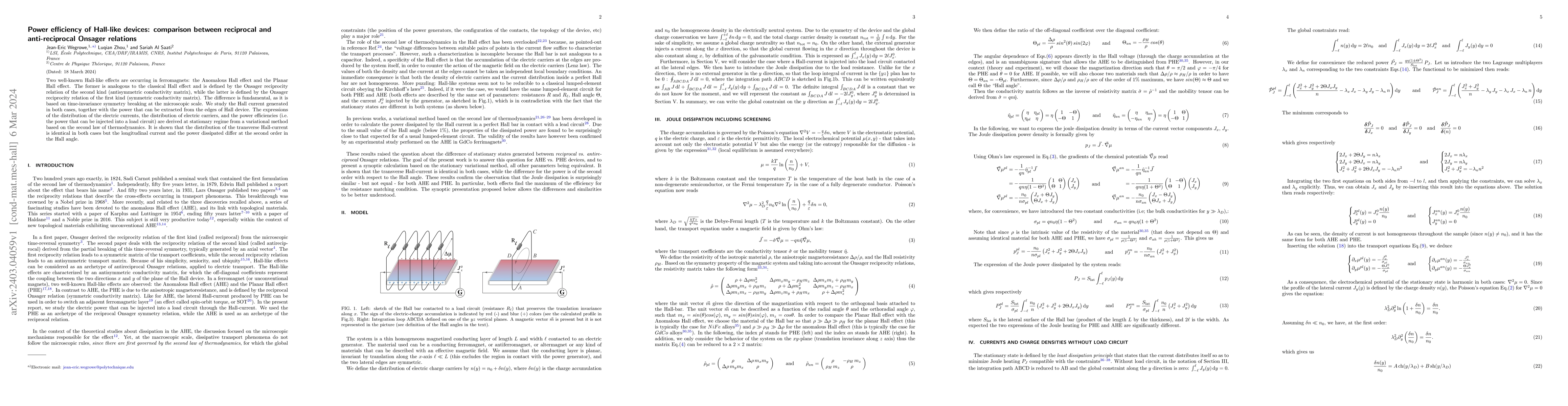 Thumbnail for Power efficiency of Hall-like devices: comparison between reciprocal and
  anti-reciprocal Onsager relations