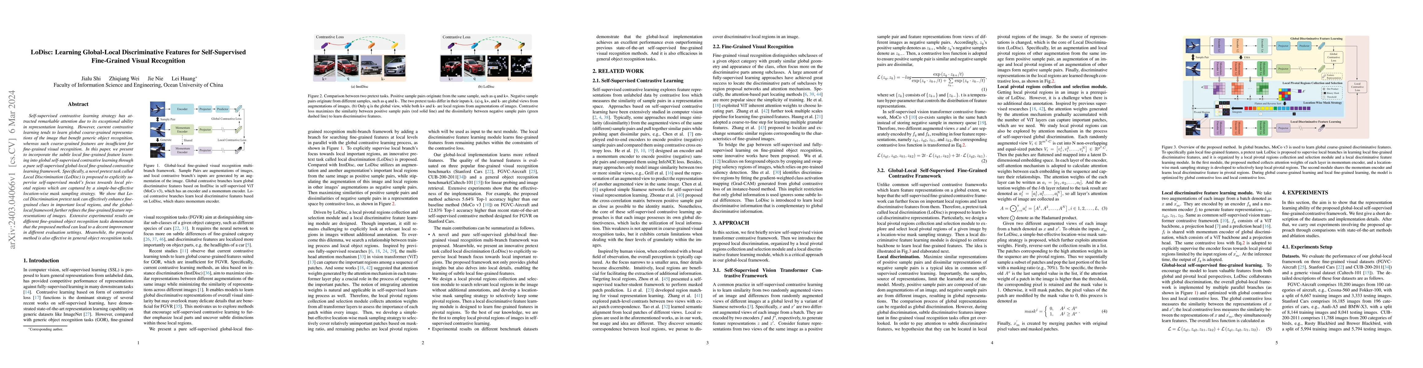 Thumbnail for LoDisc: Learning Global-Local Discriminative Features for
  Self-Supervised Fine-Grained Visual Recognition