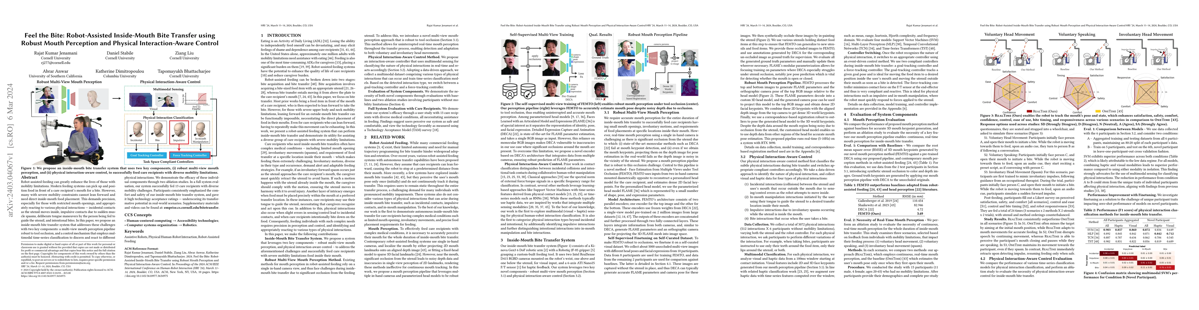Thumbnail for Feel the Bite: Robot-Assisted Inside-Mouth Bite Transfer using Robust
  Mouth Perception and Physical Interaction-Aware Control