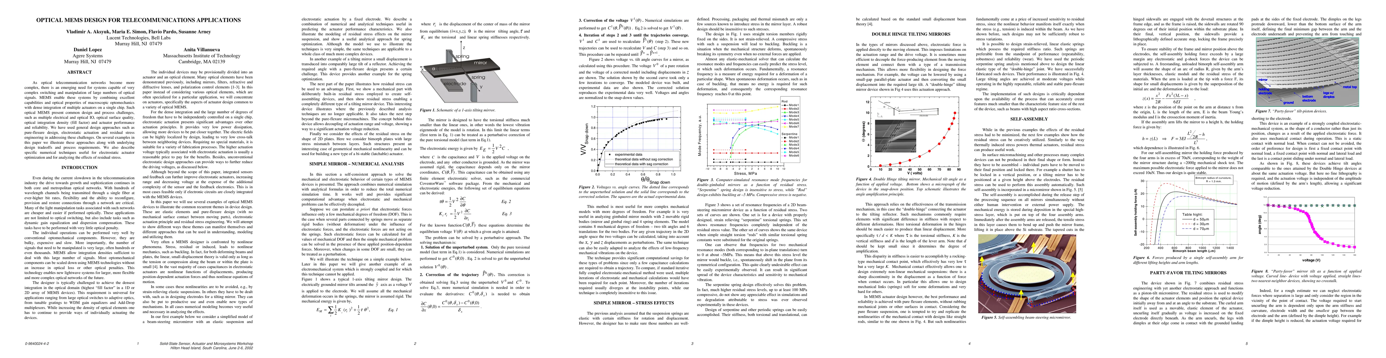 Thumbnail for Optical MEMS Design for Telecommunications Applications