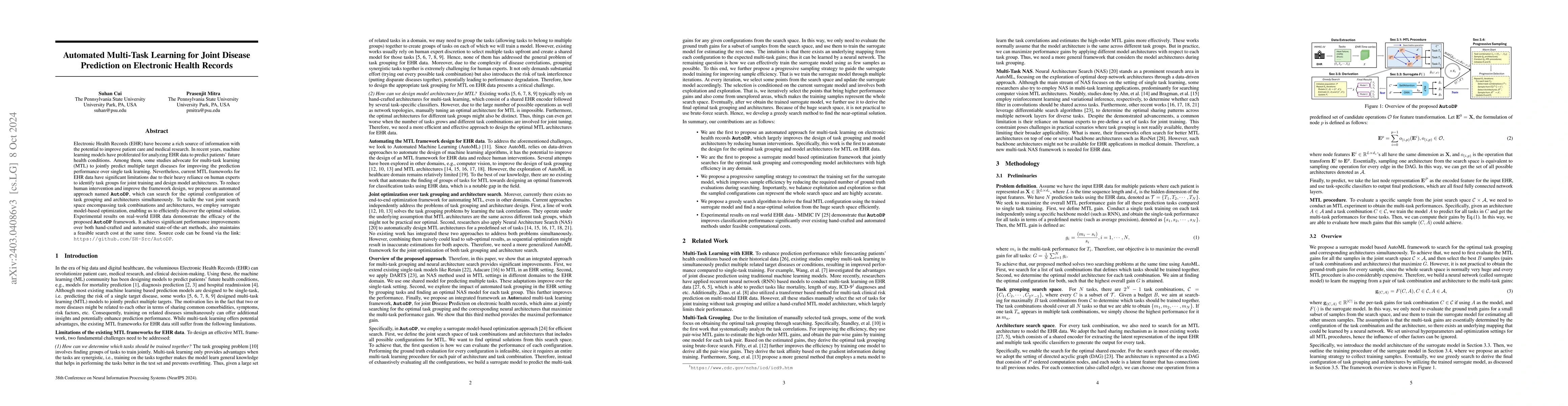 Thumbnail for Automated Multi-Task Learning for Joint Disease Prediction on Electronic
  Health Records
