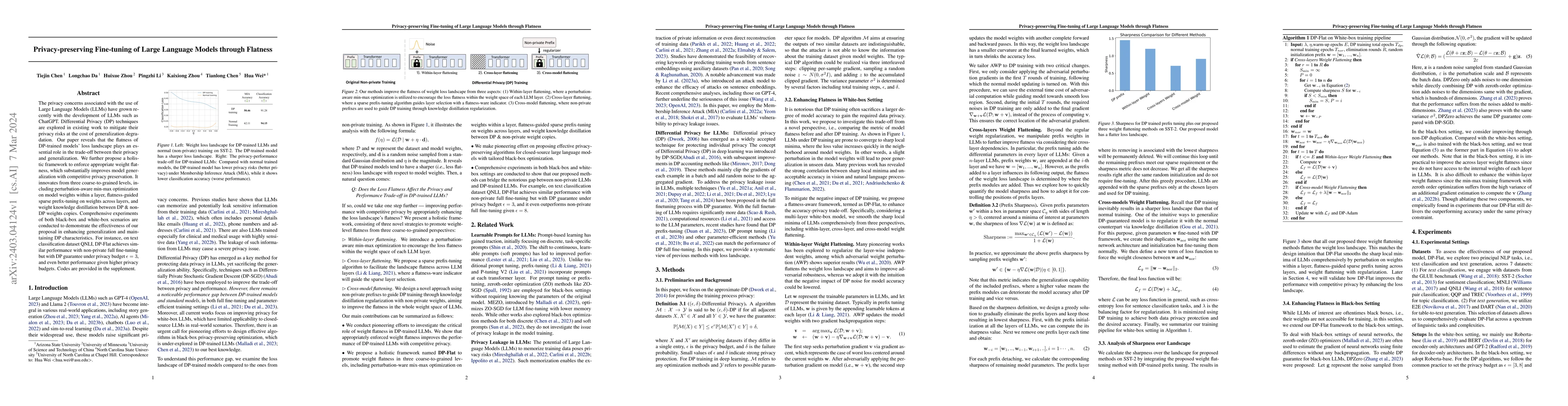 Thumbnail for Privacy-preserving Fine-tuning of Large Language Models through Flatness