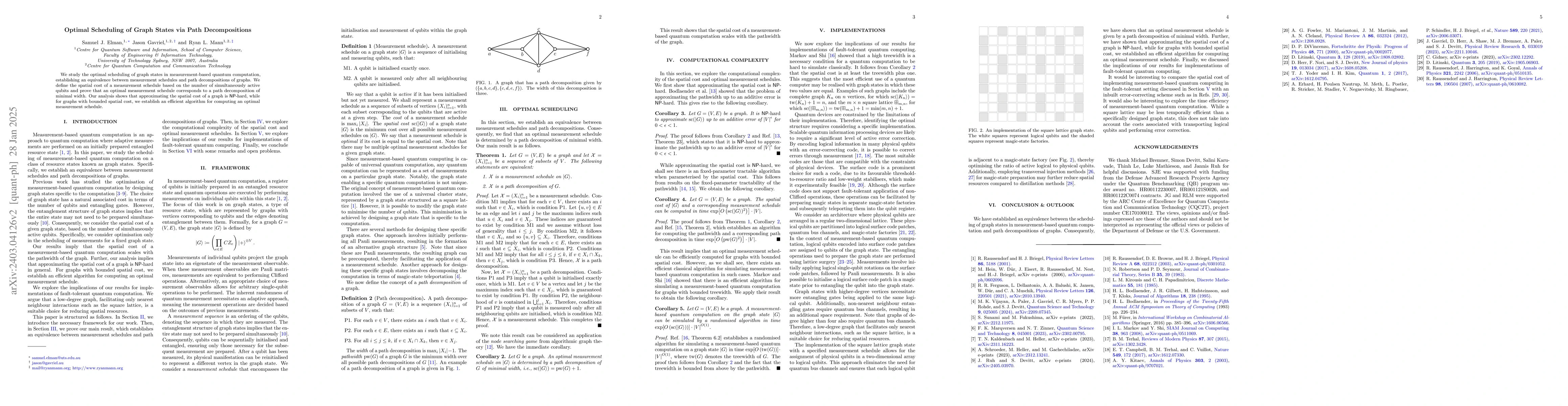 Thumbnail for Optimal Scheduling of Graph States via Path Decompositions