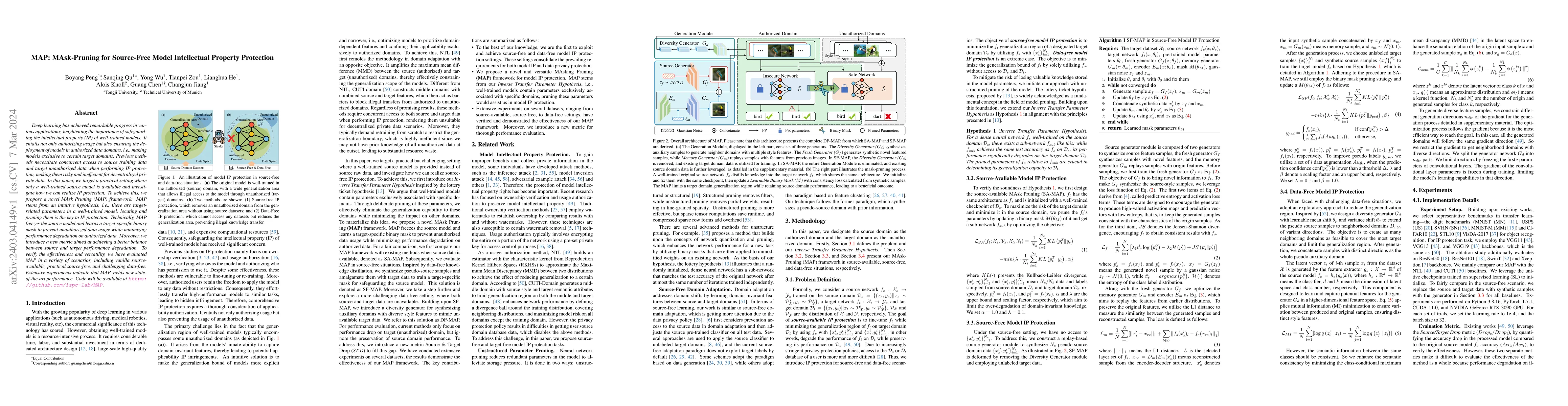Thumbnail for MAP: MAsk-Pruning for Source-Free Model Intellectual Property Protection
