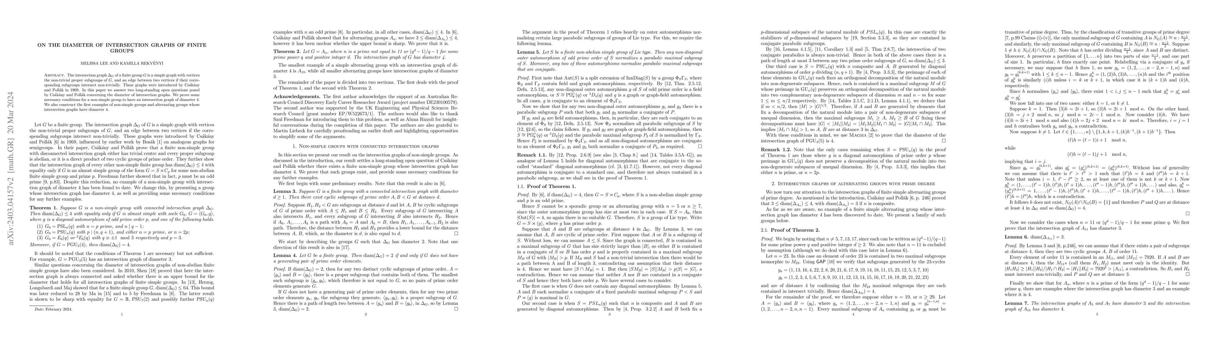 Thumbnail for On the diameter of intersection graphs of finite groups