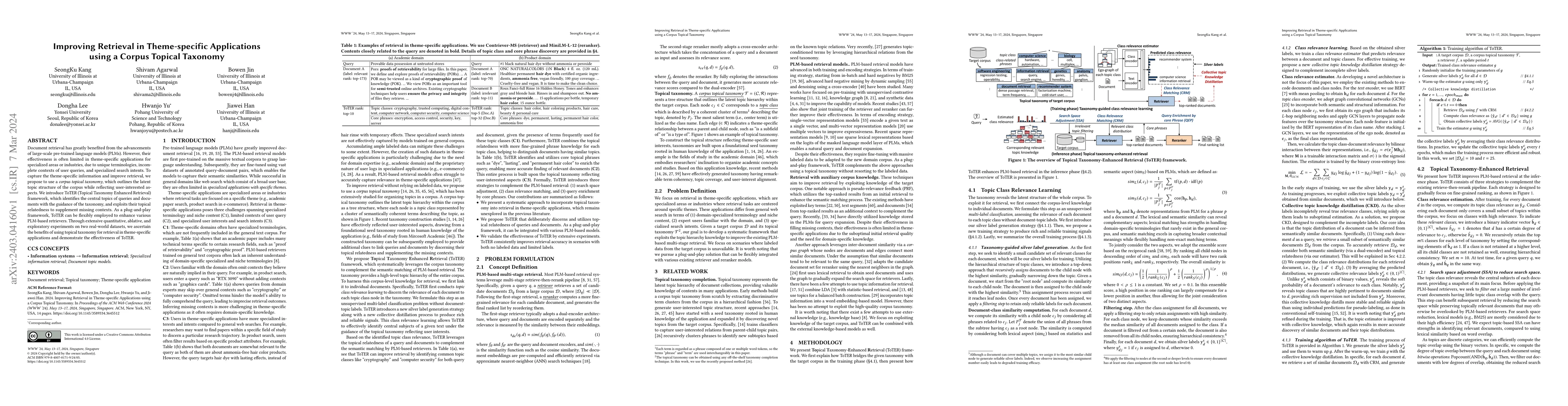 Thumbnail for Improving Retrieval in Theme-specific Applications using a Corpus
  Topical Taxonomy