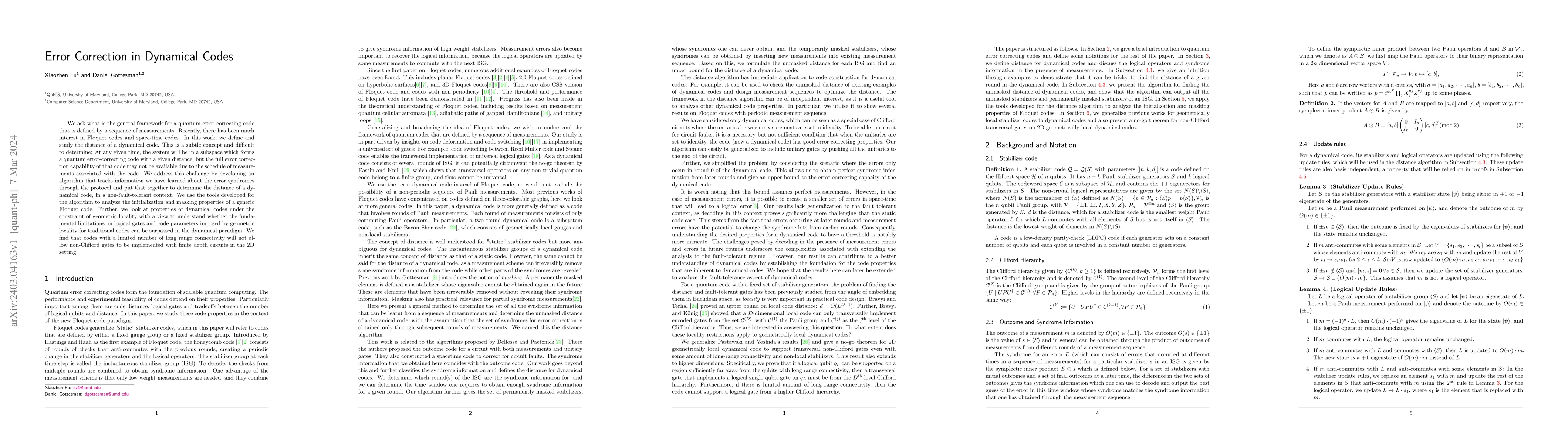Thumbnail for Error Correction in Dynamical Codes
