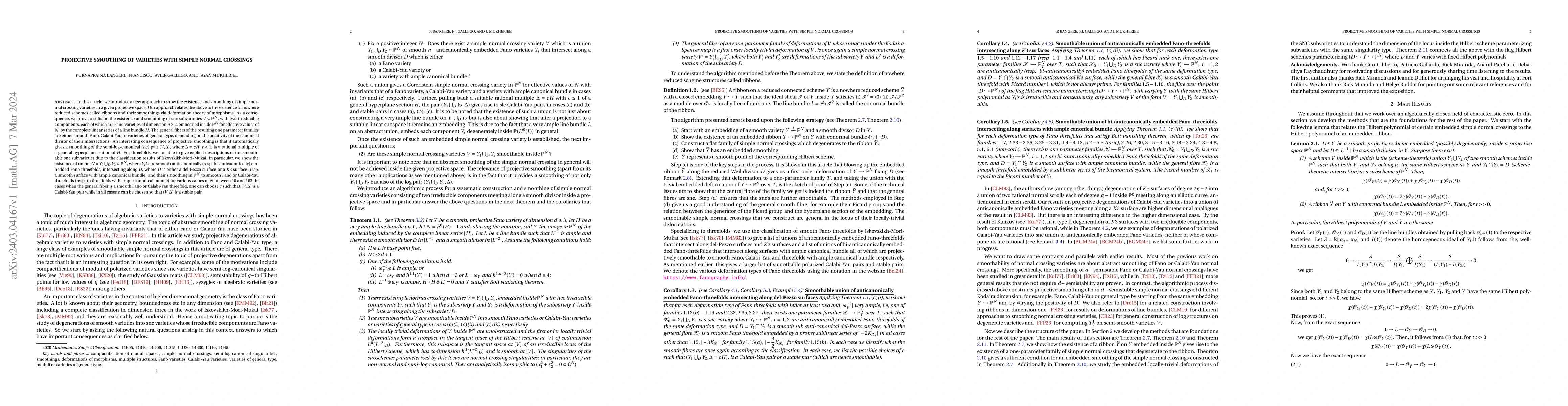 Thumbnail for Projective smoothing of varieties with simple normal crossings