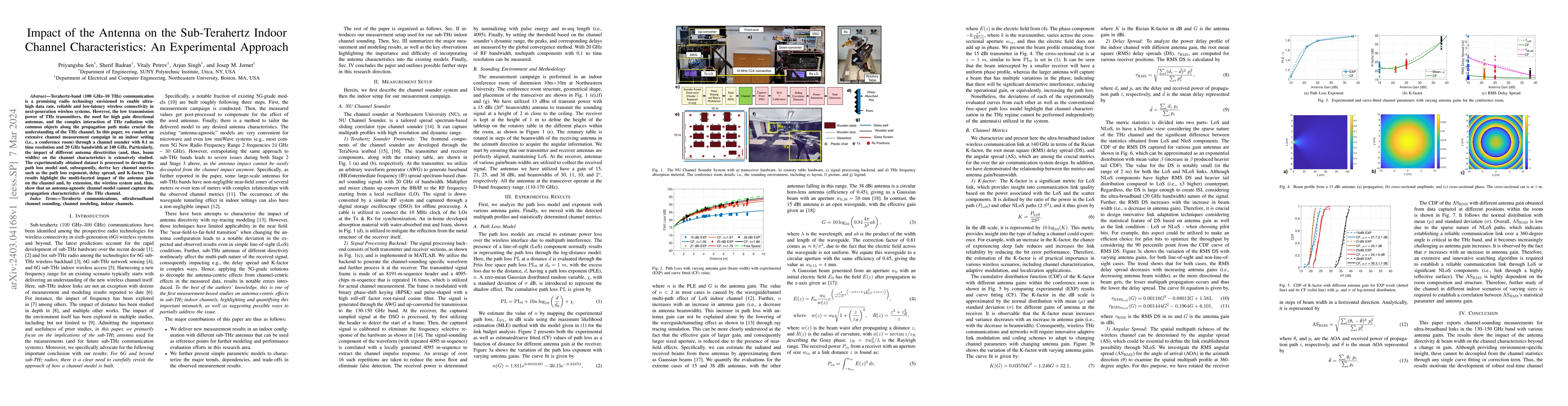 Thumbnail for Impact of the Antenna on the Sub-Terahertz Indoor Channel
  Characteristics: An Experimental Approach