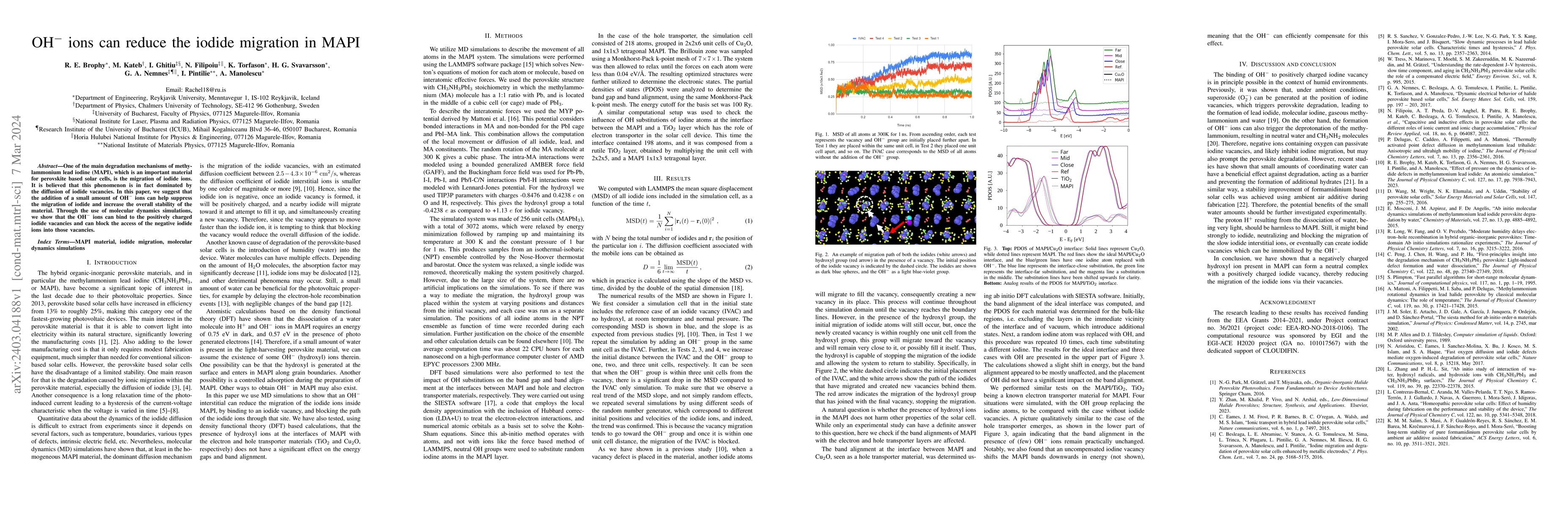 Thumbnail for OH$^-$ ions can reduce the iodide migration in MAPI