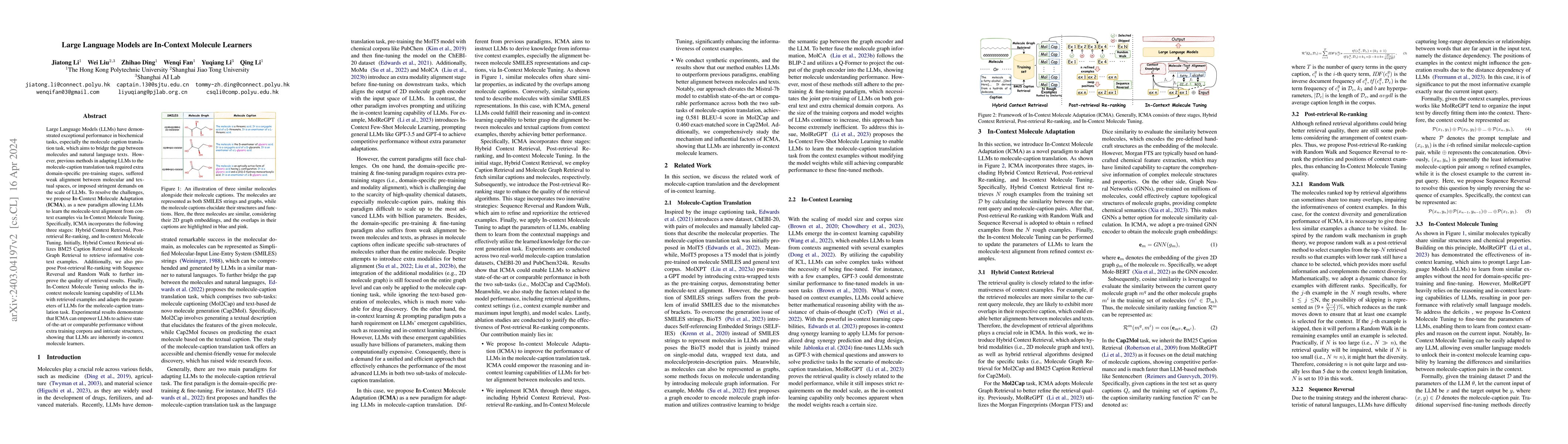 Thumbnail for Large Language Models are In-Context Molecule Learners